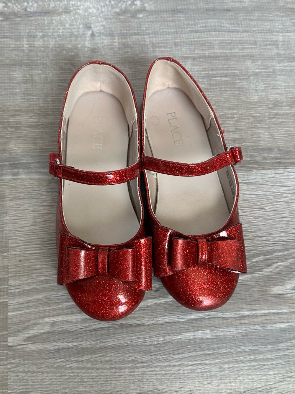 The Children's Place Red Glitter Bow Mary Jane Flats